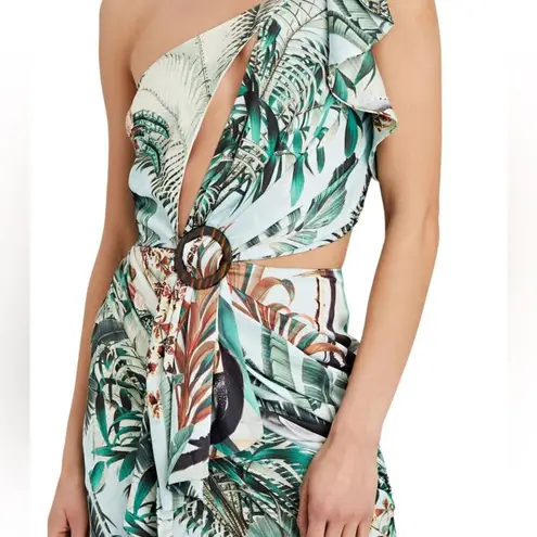 PatBo EDEN PRINT ONE SHOULDER MAXI DRESS SZ 2 Green
