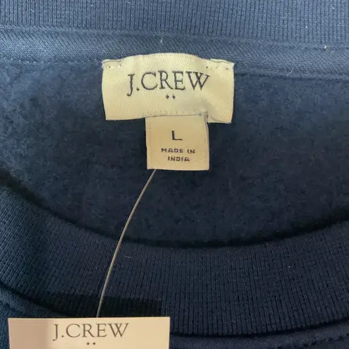 J.Crew  Women's Striped Button-Shoulder Crewneck Pullover Sz L‎ Blue Long Sleeve