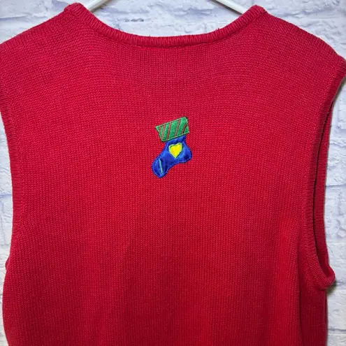 Vintage Bobbie Brooks Womens Ugly Christmas Sweater Vest Size XL Snowmen Red