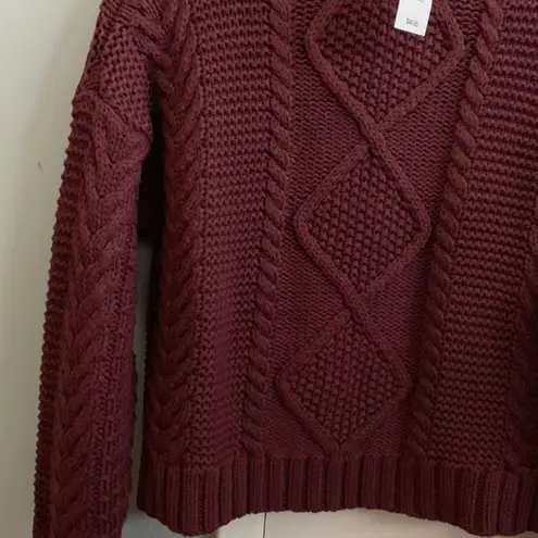PacSun  Burgundy Cable Knit Boxy Sweater