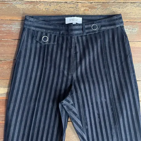 Derek Lam 10 Crosby Velvet Stripe Wide Leg Ankle Tailored Navy Pants Sz 6 💛🎀