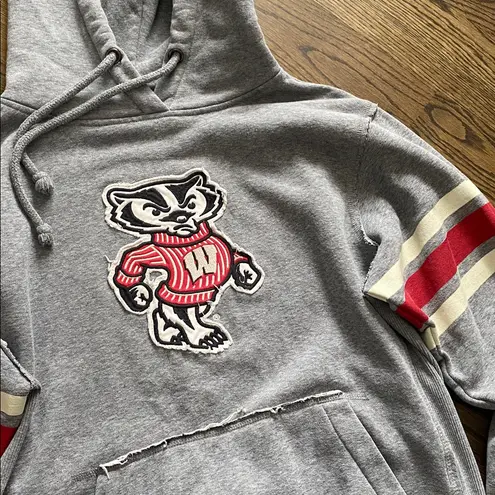 Wisconsin Badgers Embroidered Grey Hoodie Gray