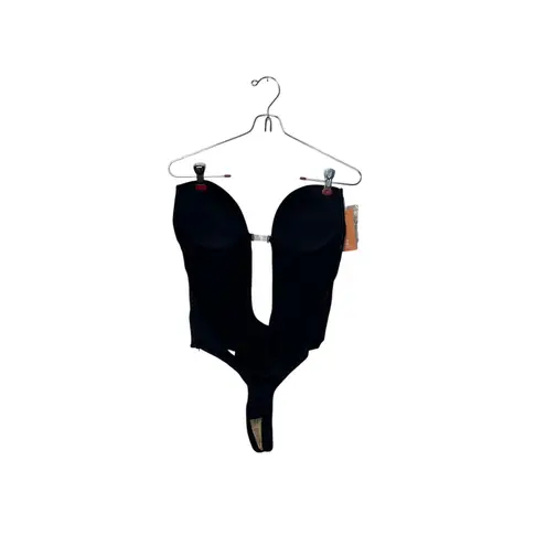 Feelin Girl Women's Black Backless Thong Plunge Shapewear Bodysuit Medium NWT