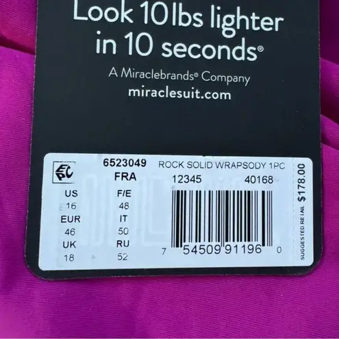 MiracleSuit NWT Tummy Control Rock Solid Wrapsody One Piece Swimsuit Size 16