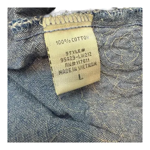 Chic Strapless Denim Dress with Embroidered Hem Size Large Summer Beach Blue