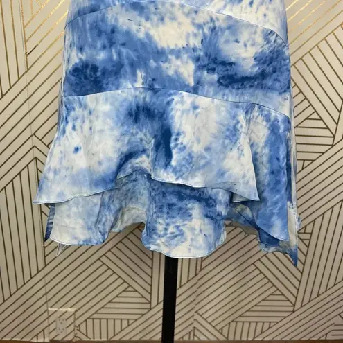 Rebecca Taylor Silk Shibori Handkerchief Skirt Blue Tie Dye Size US 6
