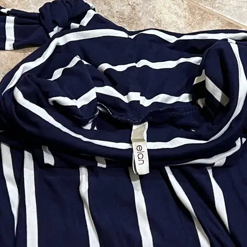 Elan 8 Way Convertible Multi Way Striped Jersey Dress Swim Coverup Blue White M