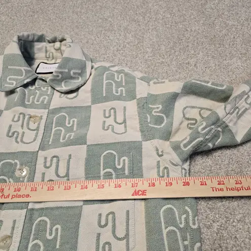 YAITTE Miami Italian Cotton Flannel Button Up Shirt Green White Checkered Sz XS