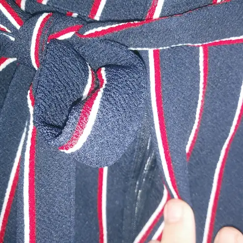 Almost Famous  3X Paper Bag Navy Maroon Striped Pants