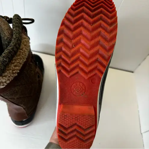 Dream Paris Dream Pairs Women's 10 Winter Snow Duck Boots Brown Herringbone Knit Cuff