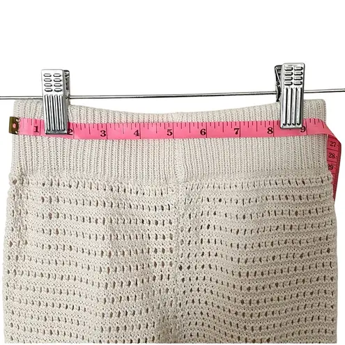 Sincerely Jules Cream Knit Wide Leg Pants Size XS 100% Cotton 27" Boho Festival