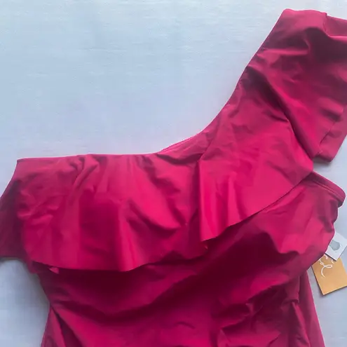 Kona Sol Women’s Ruffle One Shoulder Coverage One Piece Pink Swimsuit
Size L (12-14