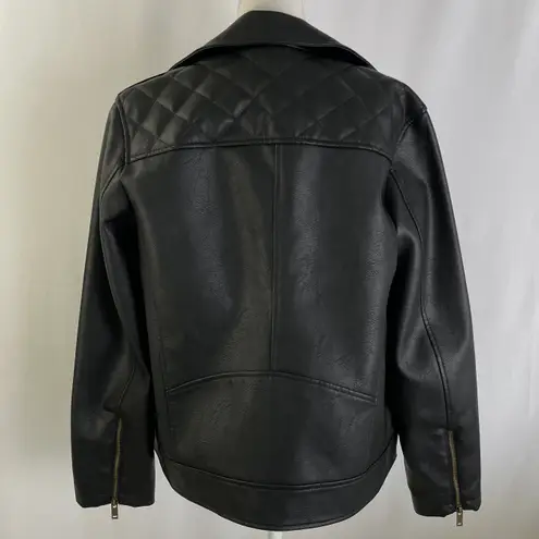 Universal Threads New Universal Thread Faux Leather Quilted Back Moto Jacket Black Size Medium