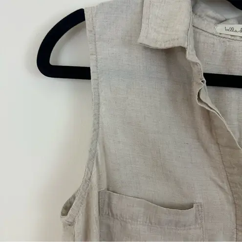 Bella Dahl | Light Tan Collared Sleeveless Button Up Blouse Size XS