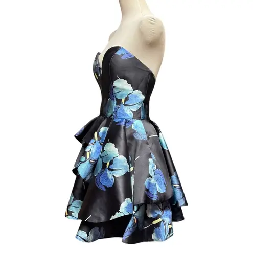 Rachel Allan Prom Strapless Mini Dress Black Blue 10