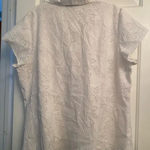 Dress Barn  White Lacy Short Sleeve Blouse sz 18-20