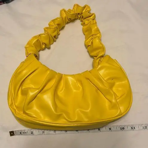 Sunny Yellow Crescent Shoulder Bag with Ruched Handle