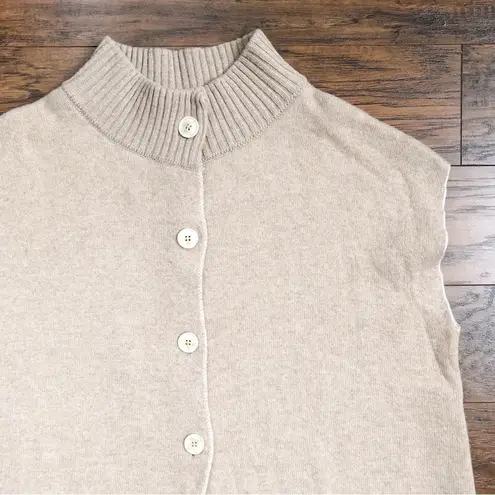 Note di Anita • cashmere knit sweater cape poncho button front beige chevron Tan Size L