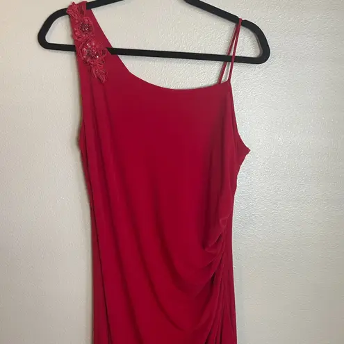 VTG Niki Livas Red Dress Sz 14 Maxi Fairy Whimsygoth Stretch 2000s Vampire Prom