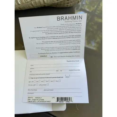 Brahmin Elissa Ginger Ale La Scala Crocodile Embossed Leather Satchel HandbagNWT