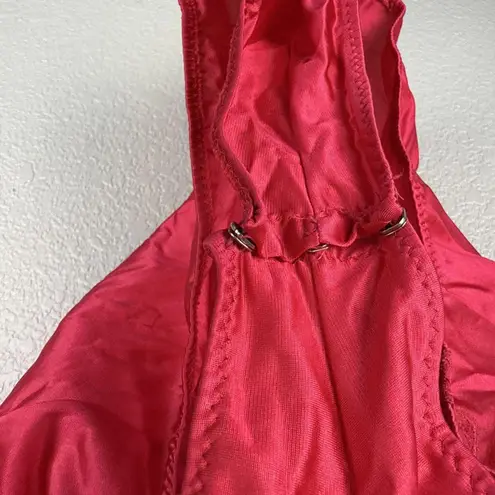 Halston Formfit Vintage Satin Lace Teddy Bodysuit Size 34 S Hot Pink Nylon