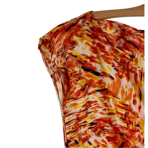 Cynthia Steffe 100% Silk Orange Ruched Mini Dress Zip Detail Fitted lined Sz 10