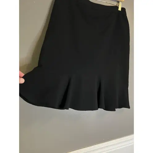 Laura Scott Skirt Womens 12 Black Stretch Flounce Hem Career Office Midi Lined