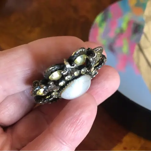 Vintage LIDZ Brothers NY citrine and moon stone brooch