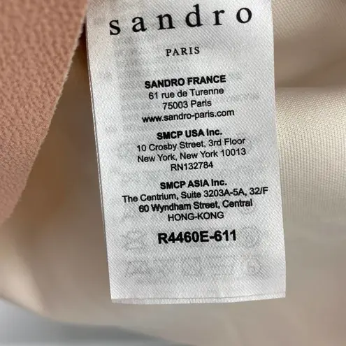 Sandro Paris Remind Mini Dress Fit & Flare Scuba Knit Light Pink Womens Small