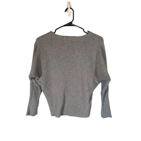 T Tahari Gray Long Batwing Sleeve Boat Neck Knit Sweater Women Sz S