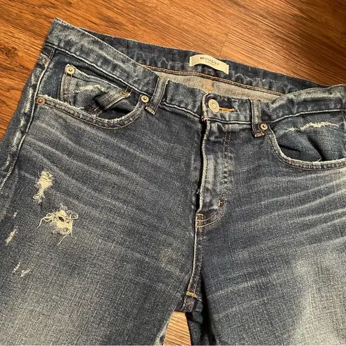 Moussy Vintage Glendale Mid Rise Skinny Distressed Jeans Sz 29 Raw Cut Hem Blue