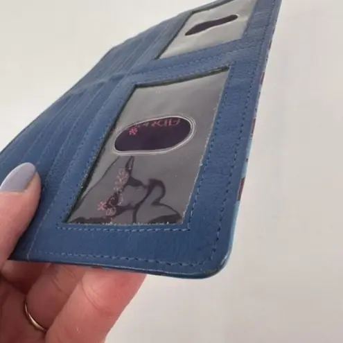 Anuschka Women's Hand Painted Genuine Leather RFID Organizer Wallet Multicolor Blue