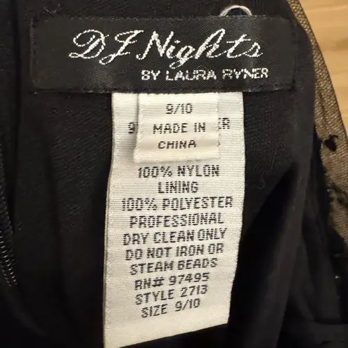 Vintage DJ Nights Size Medium Black High Neck Butterfly Moth Beaded Prom Gown