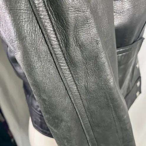 Annelies Gouraud for Brezin France Vintage Studded Black Leather Jacket Women XS