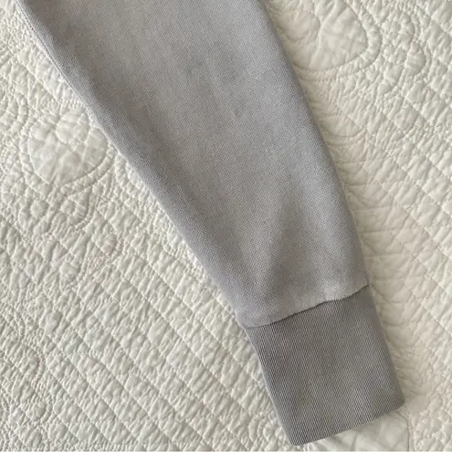 James Perse Standard Gray Funnel-Neck Drawstring Sweatshirt Raw Hem Women’s S