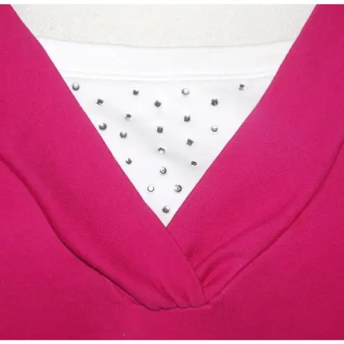 Liz&Me Pink Short Sleeve Knit Top Size 3X 26W 28W Stretch Mock Bling Undershirt