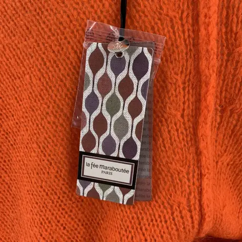 NWT La Fee Maraboutee Flame Orange Mohair Cocoon Cardigan Sweater Size 1/S