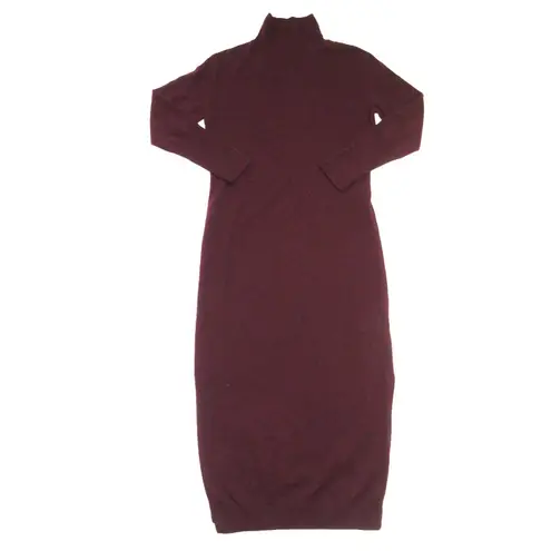 Quince NWT Mongolian Cashmere Turtleneck Midi in Rich Burgundy Sweater Dress S