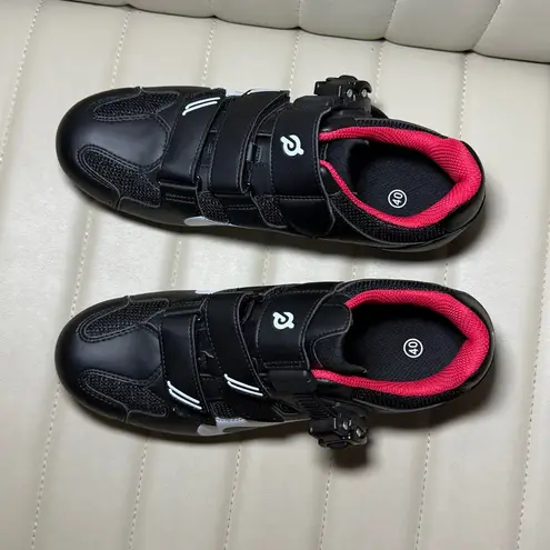 Peloton  Cycling Shoes Black Red Adjustable Strap & Ratchet Spin Shoes