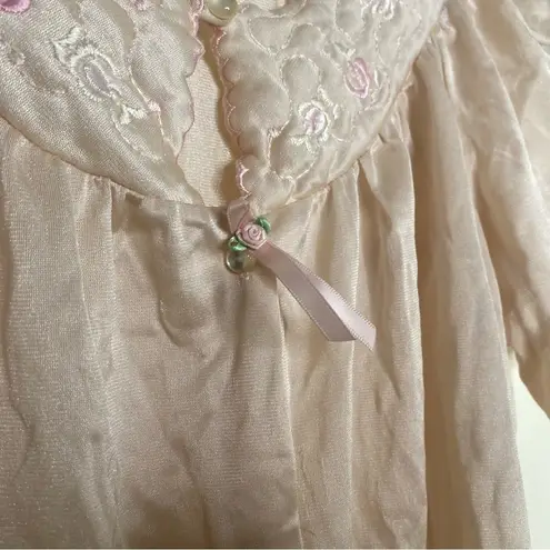 Vintage Ashley Taylor Pink Satin Floral Button Down Sleepwear Top Size 1X