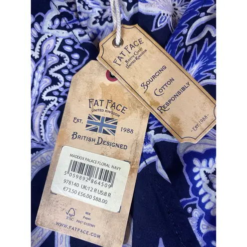 Fat Face Womens Dress Sz 8 Blue Floral Summer V