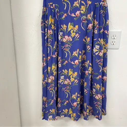 Vintage Herman Geist Blue Floral Print Blazer & Maxi Dress 2 Piece Matching Set Size 8