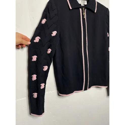 St. John Collection St John Knit COLLECTION Black Pink Santana Zip JACKET Size 4