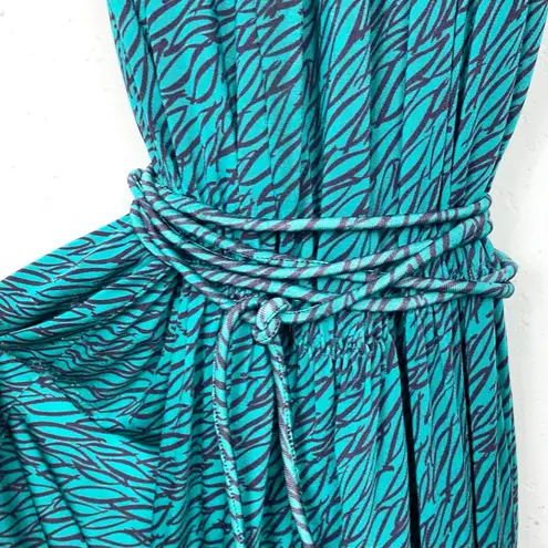 Max Mara Sleeveless Dress Elastic Waist Adjustable Tie Blue Purple Size Medium