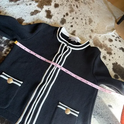 J.Crew  Emilie Sweater Black White Trim Size XS Preppy‎