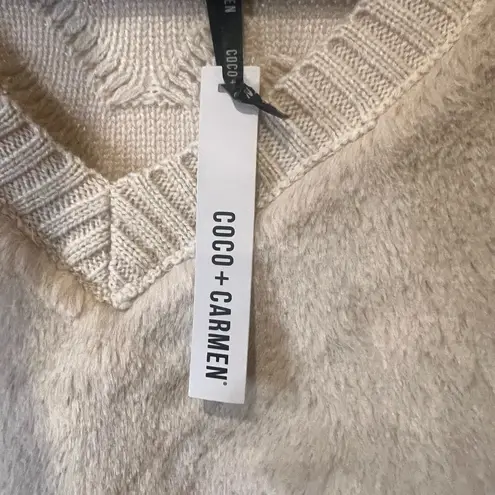 Coco + Carmen Cozy Faux Fur Front Sweater – Beige Knit, NWT