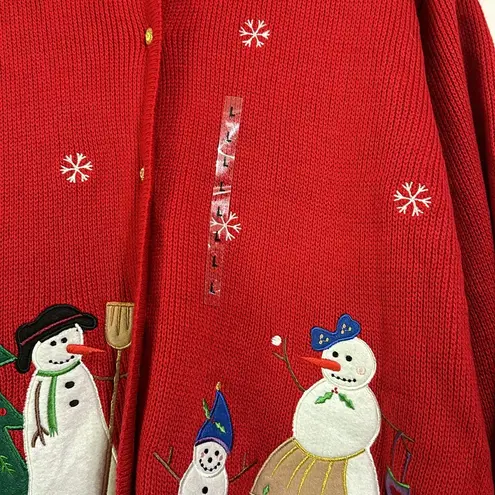 Croft & Barrow CROFT & BORROW NWT Red Christmas Cardigan w/ Snowmen