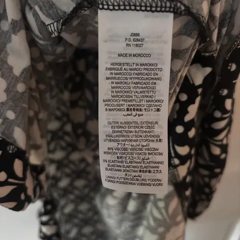 Boden Amy Jersey Midi Dress Black White 3/4 Bell Sleeve Floral Size 6 Belted