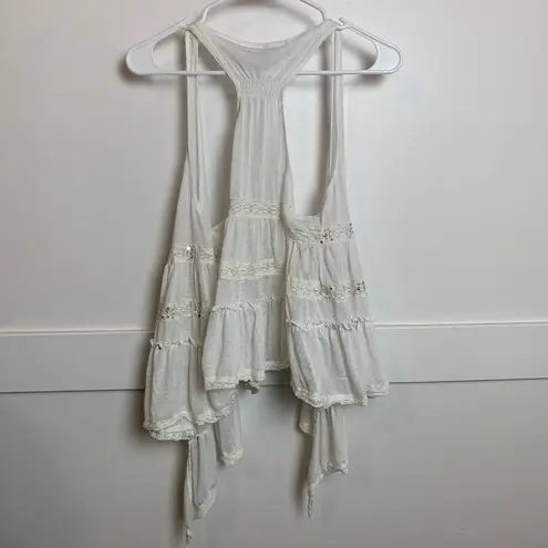 Daytrip  White Beaded Draped Sleeveless Vest