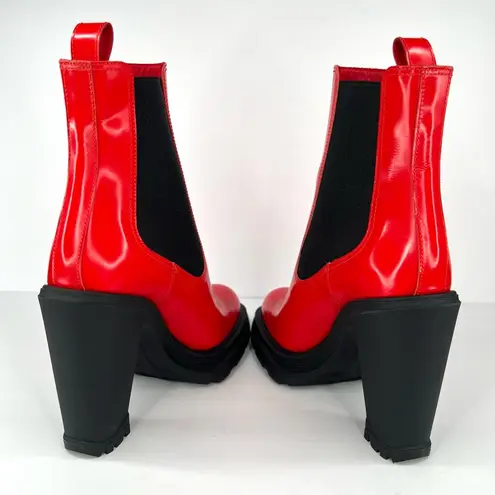 Alexander McQueen Tread Heeled Chelsea Red Leather Ankle Boots EU 36.5